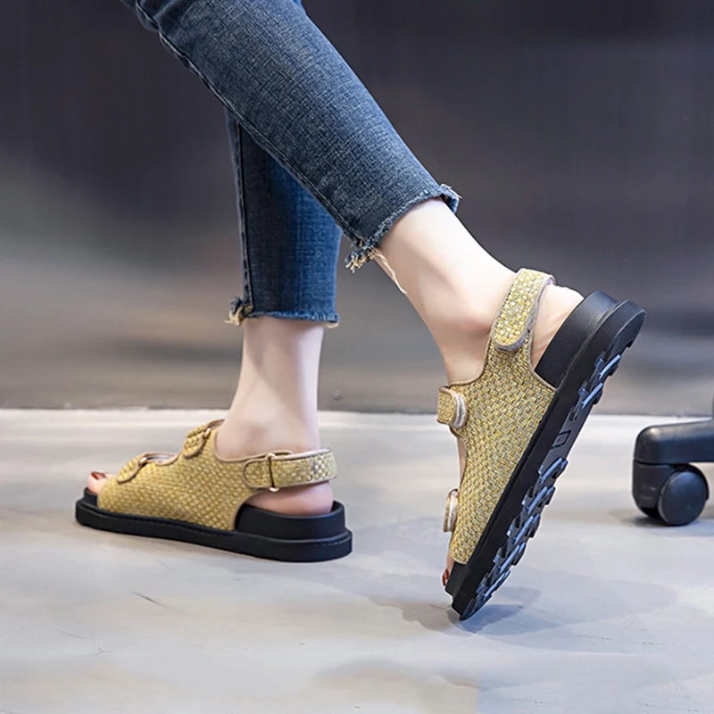 

Gladiator Sandals Women's Shoes Summer New 2021 Sliders Shoes Women's Sandals for The Summer Platforms Woman Flats Casual Solid