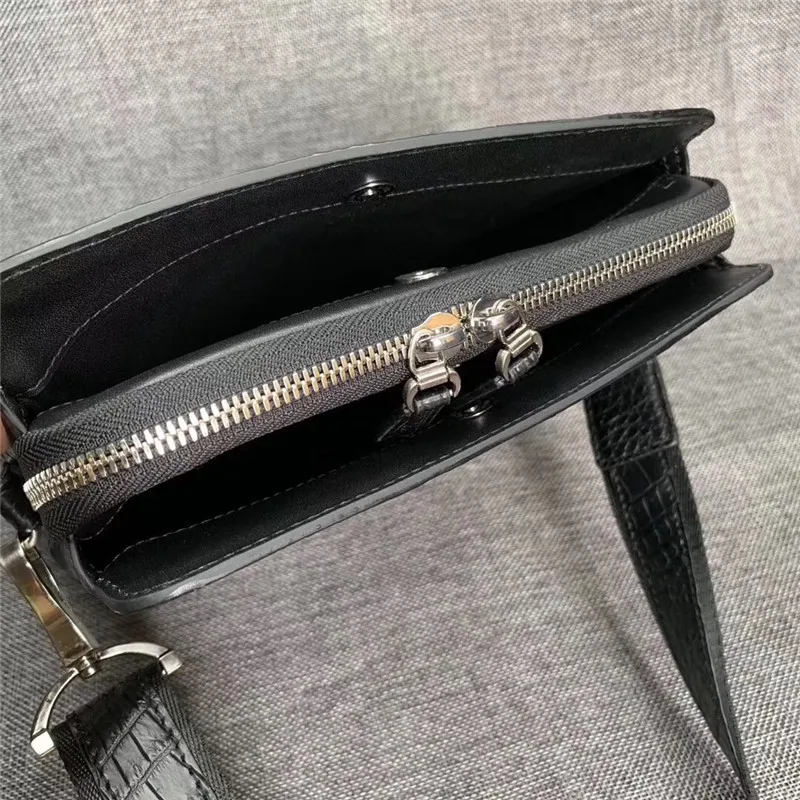 Деловой стиль натуральная крокодиловая кожа на молнии Мужская маленькая сумка