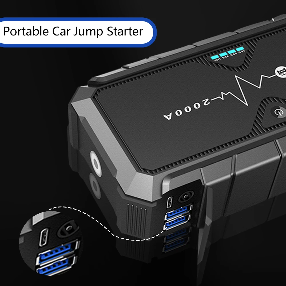 Внешний аккумулятор 20000 мАч стартер для автомобиля стартовый 2000 А пиковый ток 12 В