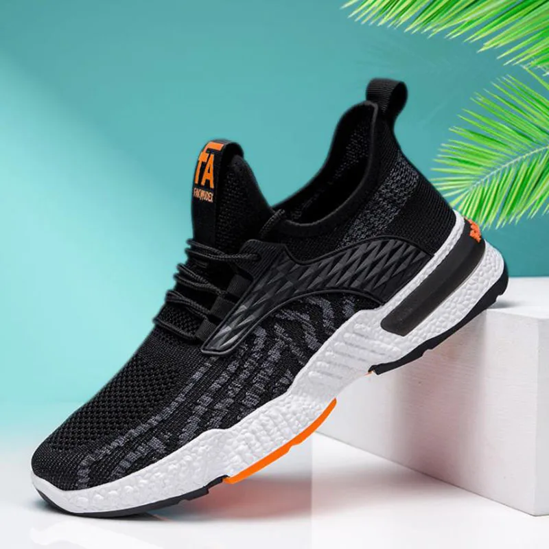 

2021 Spring Breathable Flying Weaving Men's Running Shoes Comfortable Mesh Sneakers Non-slip Wear-resistant Casual Sports Shoe