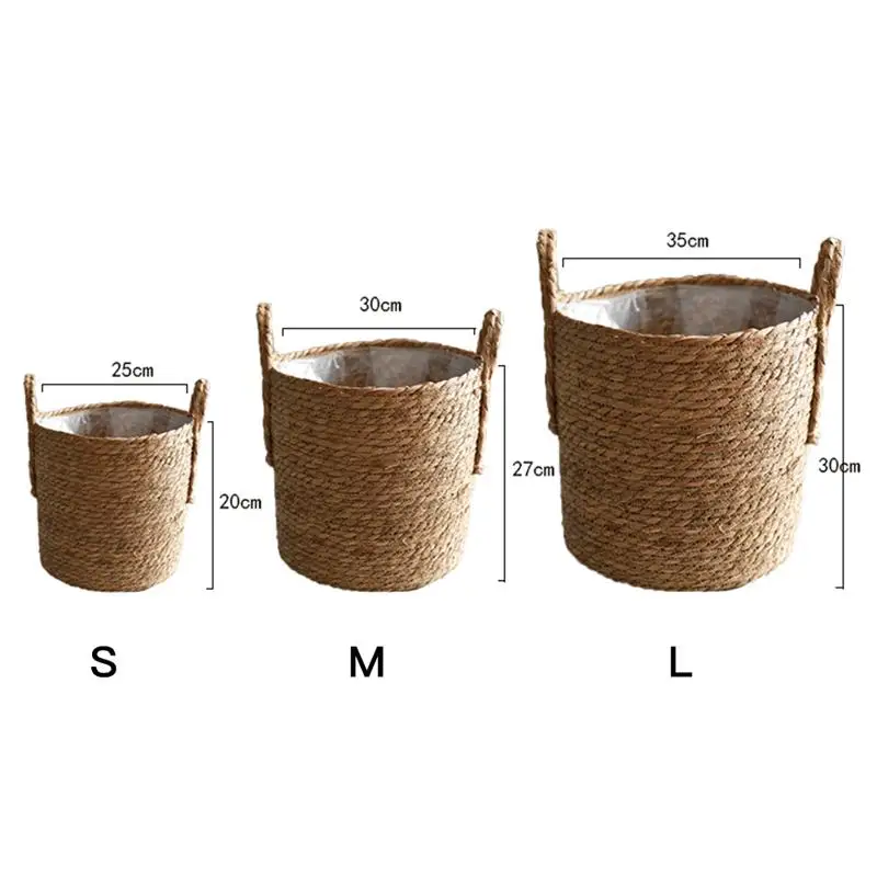 

Rattan Floor Flower Pot With Handles Rattan Hanging Flowerpot Dirty Clothes Laundry Modern Home Living Room Flower Basket