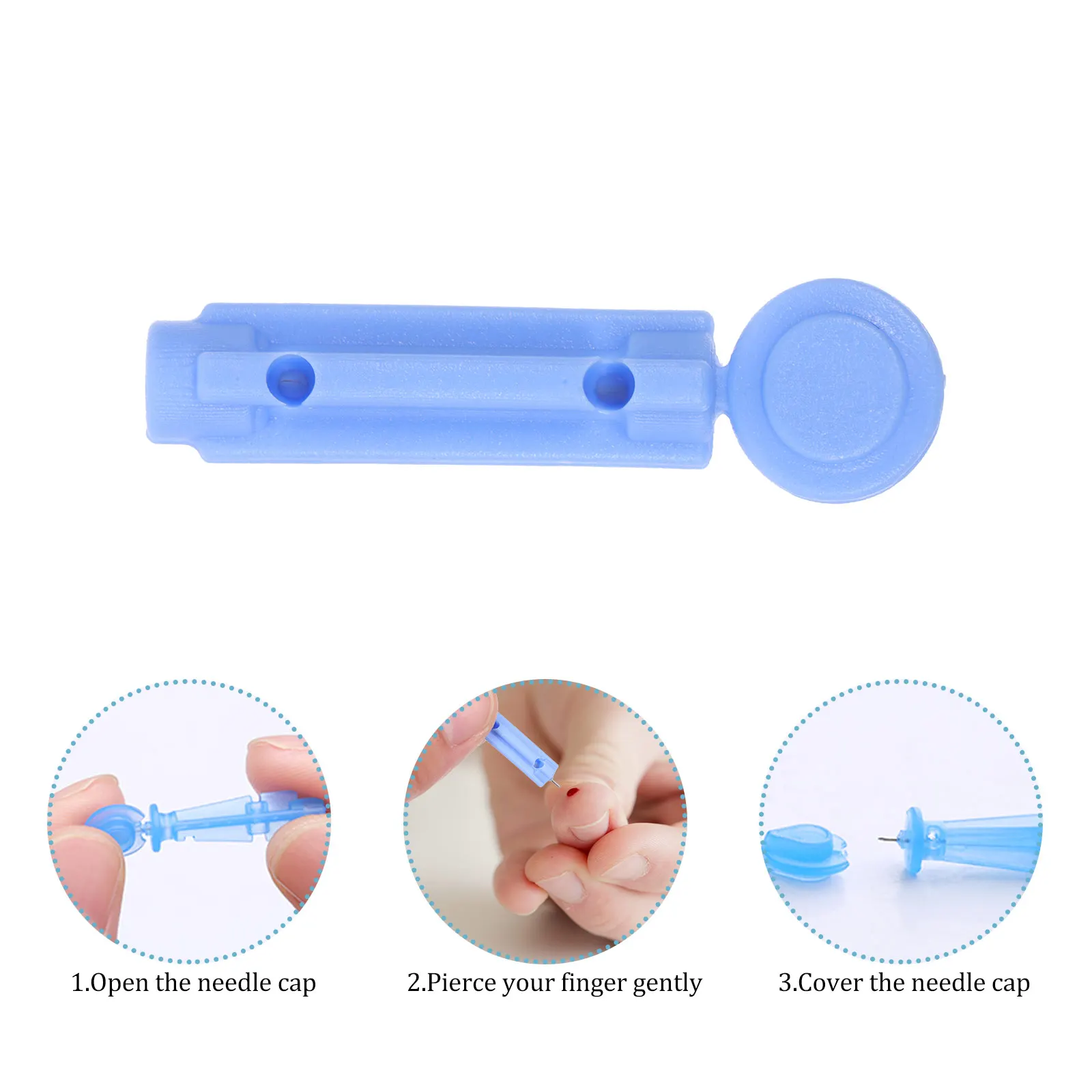 

Иглы для измерения крови с наконечником ручки, 200 шт., устройства для взятия крови (Небесно-голубой)