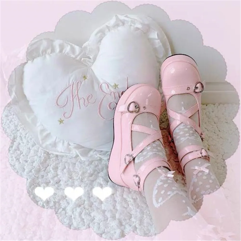 

Женские туфли-лодочки на среднем каблуке, черные, готические, розовые туфли с пряжкой, Лолита, Мэри Джейн, обувь для косплея, большой размер 43