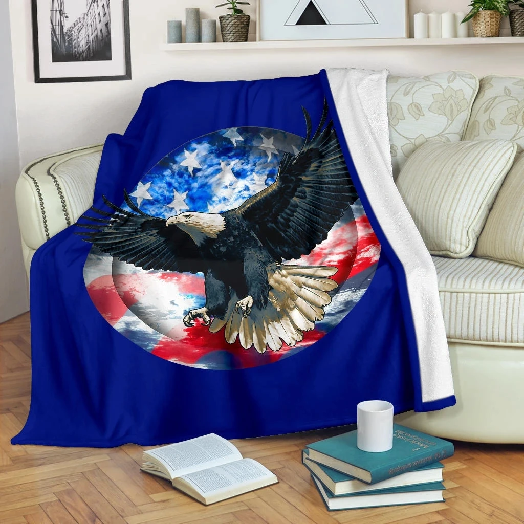

Eagle 3d printed fleece blanket for Beds Hiking Picnic Thick Quilt Fashionable Bedspread Sherpa Throw Blanket 02