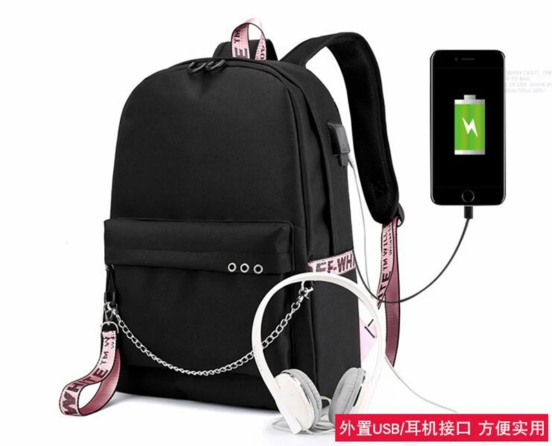 Mochila Feminina Kpop MONSTA X рюкзак женский рюкзак Usb зарядка школьные сумки для девочек-подростков светящийся дорожный рюкзак для ноутбука