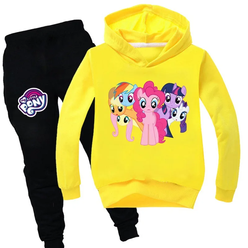 Новинка 2020 хлопковый свитер с капюшоном мультяшным принтом My Little Pony для