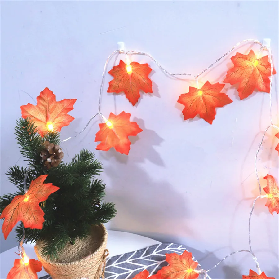 

20/30 Leds Creative Holiday light Maple leaf Battery Powered Garland lights Fairy decoration for Thanksgiving Party Birthday