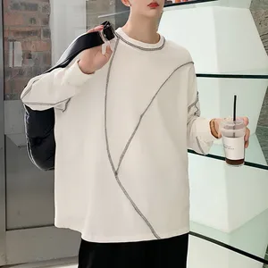 Новинка весна-осень 2019 Молодежный Однотонный пуловер мужская прогулочная яркая линия Модная Повседневная Нижняя одежда белыйчерный