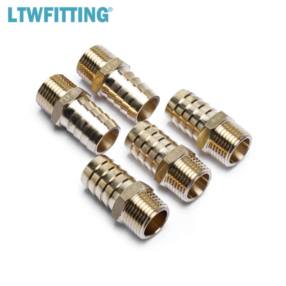 

LTWFITTING Lead Free Brass Barbed Fitting Coupler / Connector 3/4" Hose Barb x 1/2" Male NPT Fuel Gas