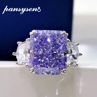 pansysen 100 925 sterling silver created moissanite gemstone cocktail halo rings for women luxury platinum plated fine jewelry