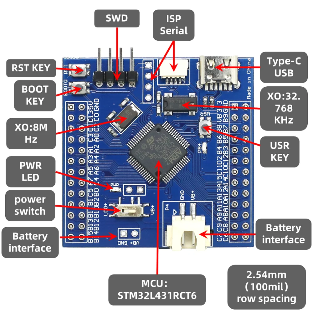 STM32L431RCT6 STM32L431 L431 сверхнизкая мощность макетная плата демонстрационная