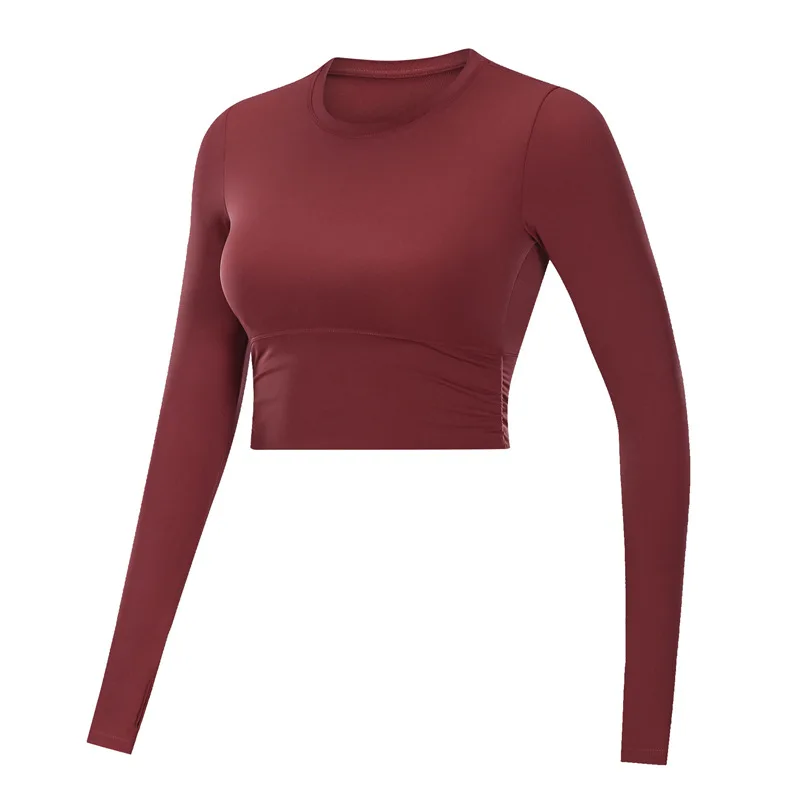 

Women Yoga Crop Tops Active Energy Long Sleeves Tights Colorful Fitness T Shirt Women Gym Workwout Sportswear