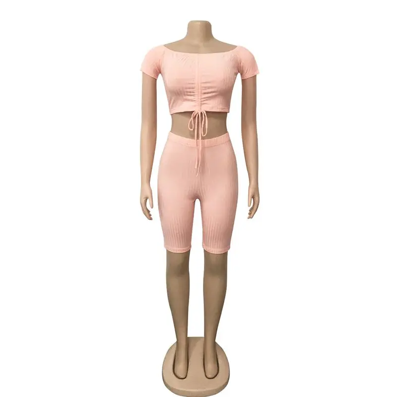 

ZKYZWX Rib Knit Tie Dye 2 Piece Set Women Summer Clothes Sexy Club Outfits Short Sleeve Crop Top and Biker Shorts Matching Sets