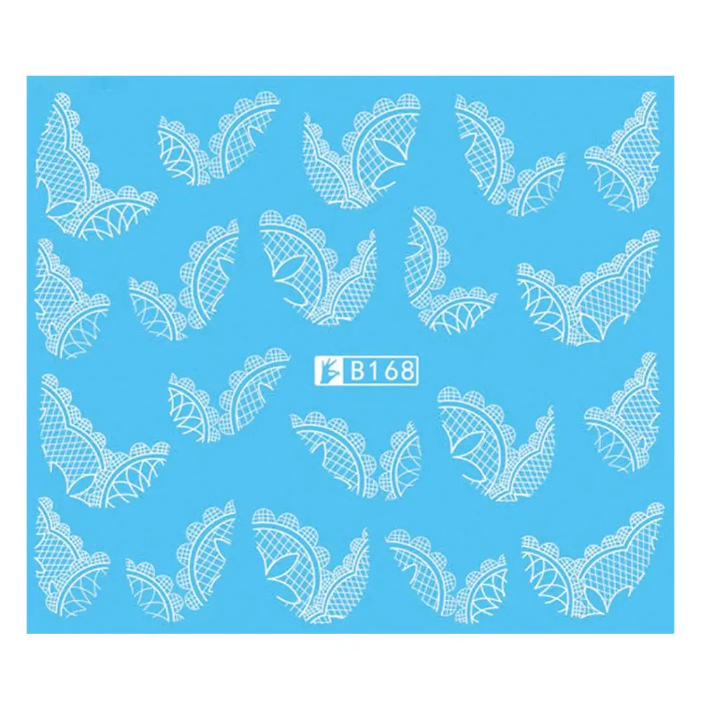 1 лист черного/белого сексуального Кружева для ногтевого дизайна водные