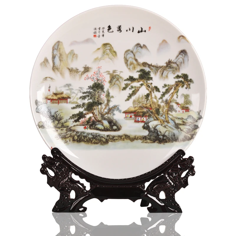 

Jingdezhen porcelain household ceramic decorative plates rivers and moutains modern fashions and handicraft furnishings