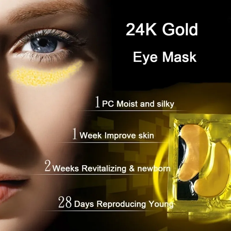 2 предмета = 1 пара 24K Gold Crystal коллагеновая маска для глаз ухода за кожей вокруг