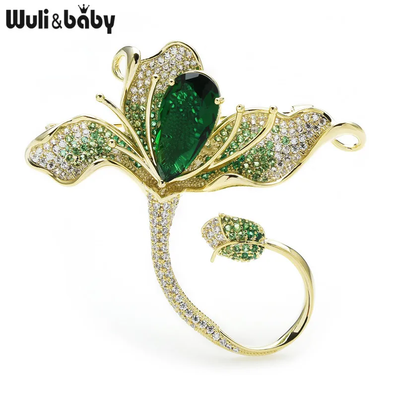 

Wuli&baby Luxury Flower New Year Brooches Women Cubic Zircon 3-color Weddings Banquet Flower Brooch Pins Gifts