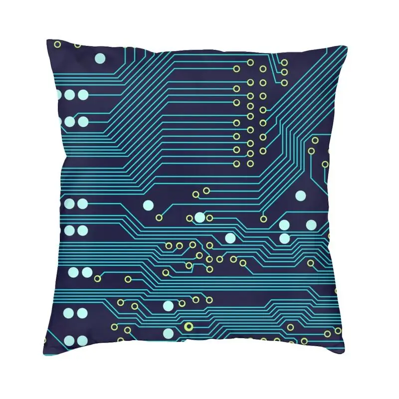 

Modern Dark Circuit Board Sofa Cushion Cover Soft Computer Electronic Microchip Throw Pillow Case Living Room Decoration
