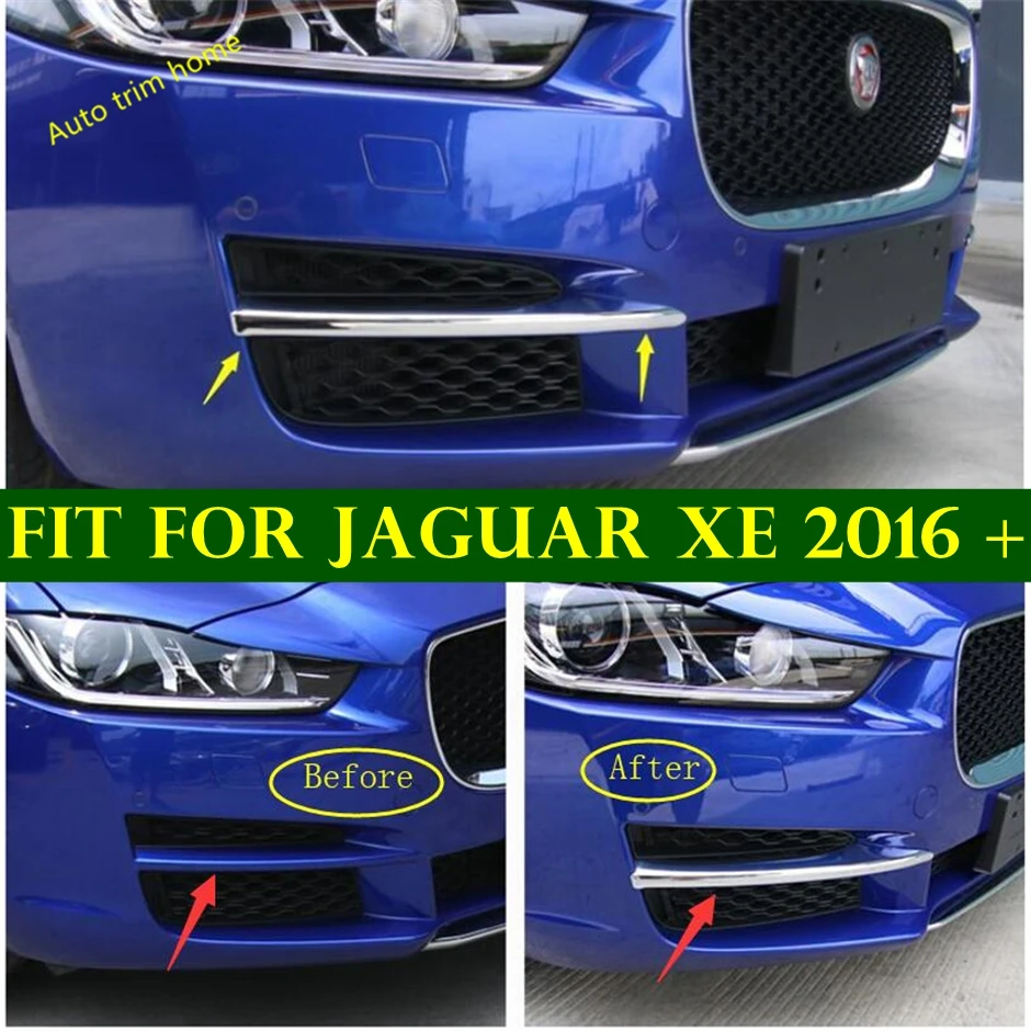 Faros antiniebla de parachoques delantero para coche, lámparas de rejilla, cubierta de cejas de párpados, embellecedor para Jaguar XE 2016-2019, accesorios de fibra de carbono y cromo