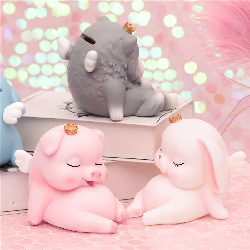 Мультяшная розовая свинка копилка милая собака слон фигурка с короной