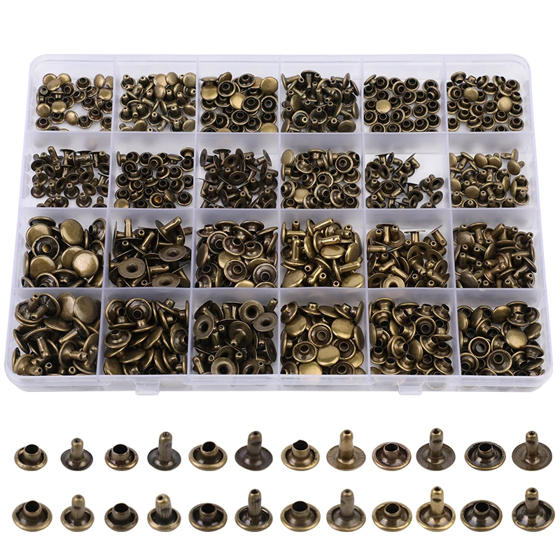 LMDZ 360PCS boxed Metal Double-sided Rivets Studs Round Rivet Buckle Specifications Round Rivets for Leather Bag Belt Clothing