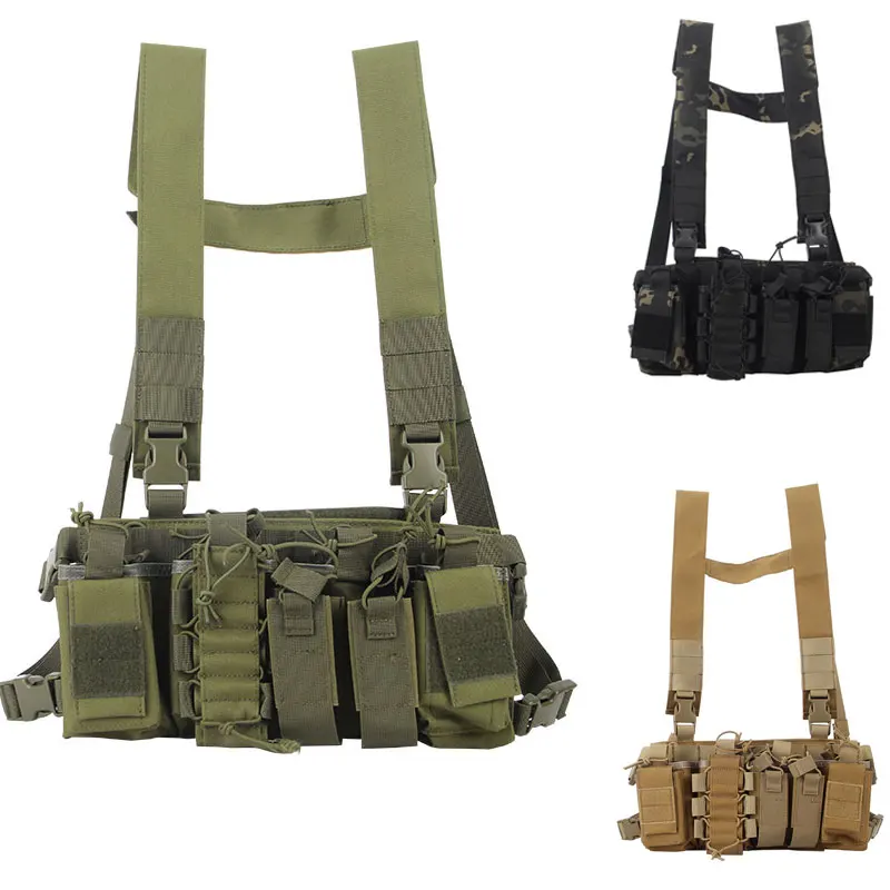 

Tactical Chest Vest Radio Harness Front Pouch Holster Molle Vest Rig Bag Military Airsoft Hunting Radio Waist Pouch Adjustable