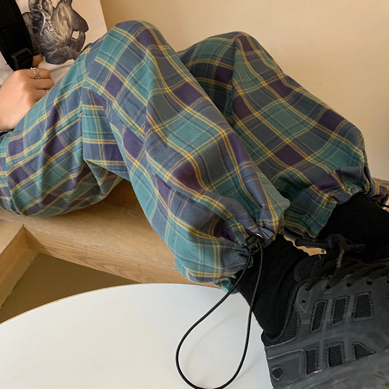 

Wide Leg Pants Women Korean Style New Pant Set Loose Casual Plaid Trousers Women High Waist Pants For Women