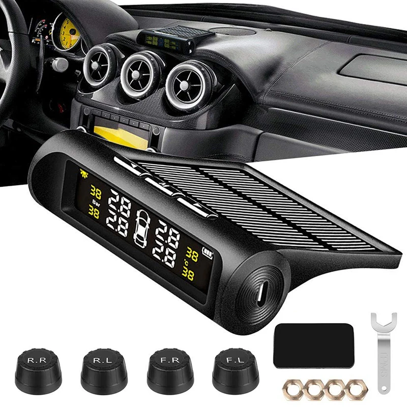 

Smart Car TPMS Tyre Pressure Monitoring System Solar Power Digital LCD Display Auto Security Alarm Systems Tyre Pressure