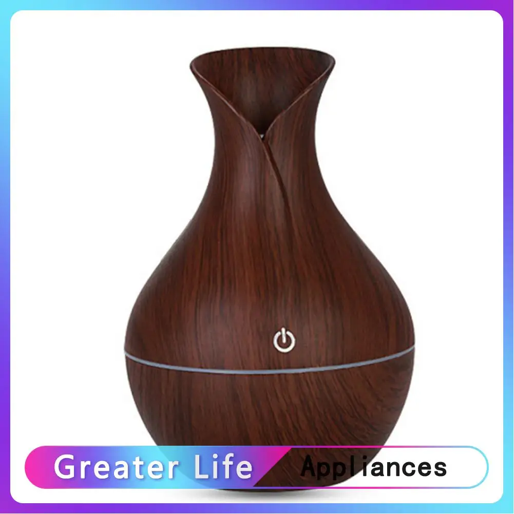 

Electric Humidifier Essential Aroma Oil Diffuser Spray Aroma Diffuser Wood Grain Mini Mist Maker LED Light For