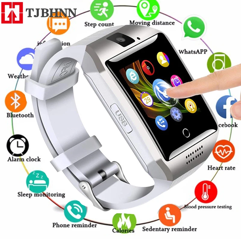 Q18 Bluetooth Смарт часы с сенсорным экраном камерой Часы сотовый телефон со слотом для