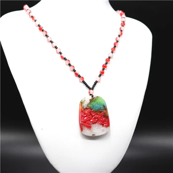 Натуральный цвет Нефритовый камень подвеска мышь ожерелье Китайский жадеит