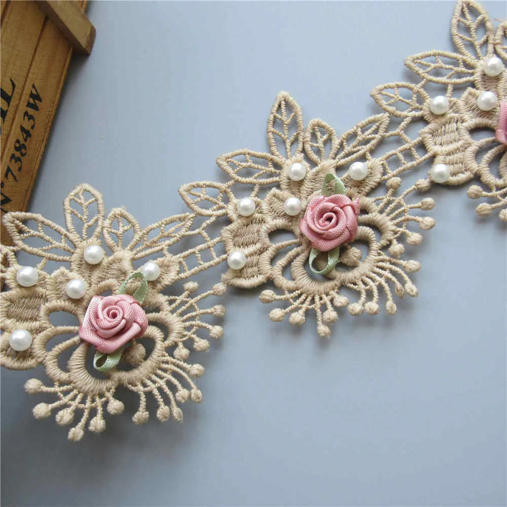 20x золотой жемчуг цветок кружево обрезка вышитая кружевная лента ткань швейное