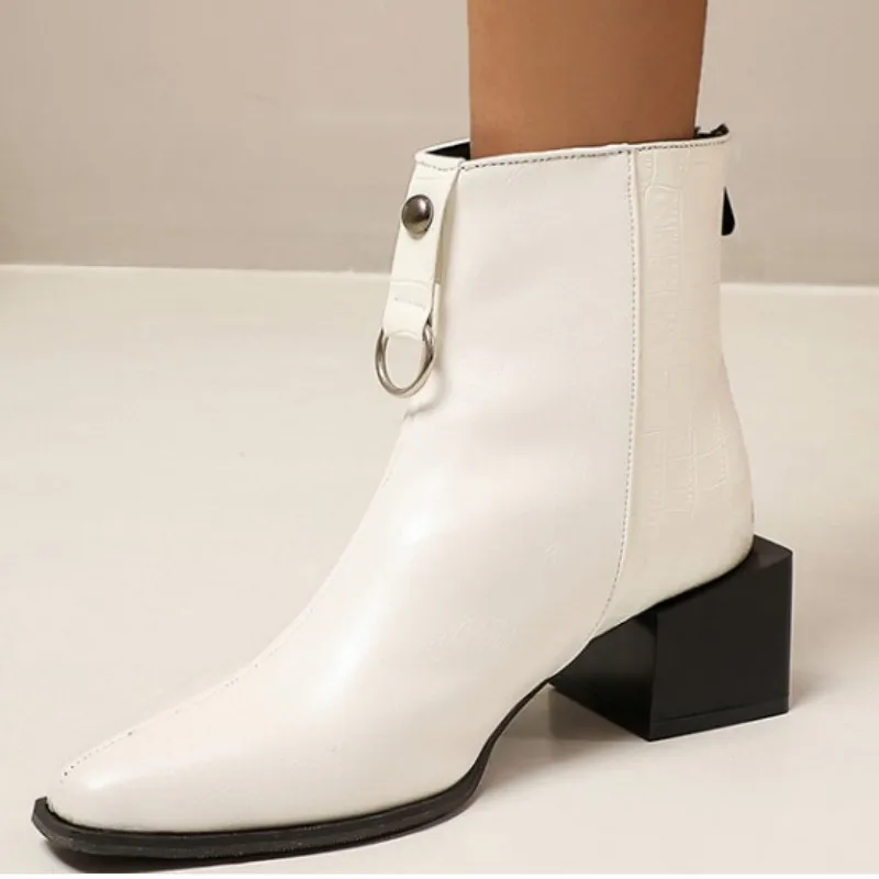 

Fanyuan Back Zipper Chelsea Boots Autumn Winter Winter Shoes Woman Heels Newest Party Basic Hugh Heels Ankle Boots Size 34-48