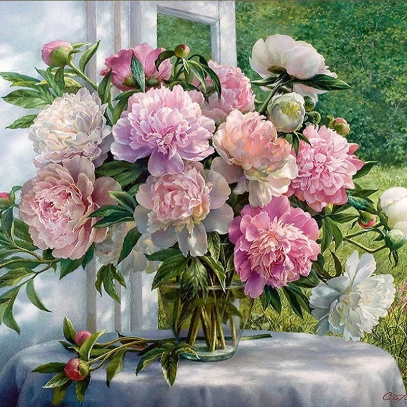 

Diamond Painting 5D Diamonds DIY Flower Cross Stitch Full Square Round Drill Embroidery Christmas Handmade Home Room Wall Decor