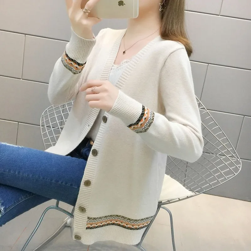 

Knitted Cardigan Ladies Sweater 2020 Knitted Women Casual Clothing Long-sleeve Cardigans Outdoor Coats Autumn Winter V-neck Top