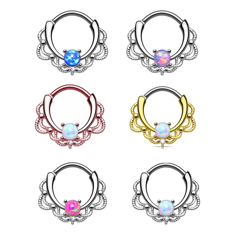 Кольцо для носа перегородка пирсинга хрустальное украшение ноздрей завитка