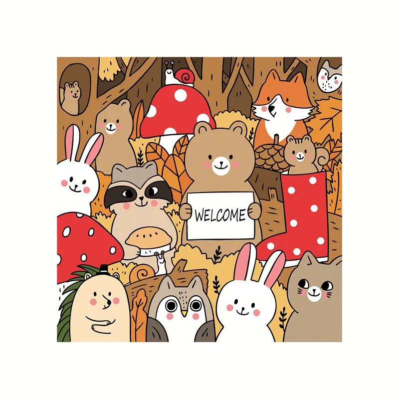 Мультяшный коврик из искусственной кожи моющийся кухонный нескользящий для