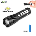 Фонарик XHP50 светодиодный с аккумулятором 14500, 5 режимов работы, водонепроницаемый