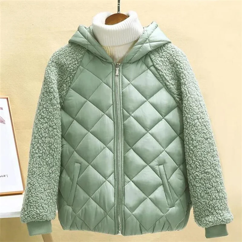 Зимнее женское пальто из ягненка Повседневная Верхняя одежда на молнии с