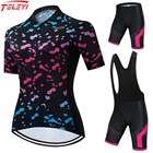 2021 Teleyi Новый женский комплект одежды для велосипеда Черный Розовый Майо велосипедная майка велосипедная одежда комплект #21