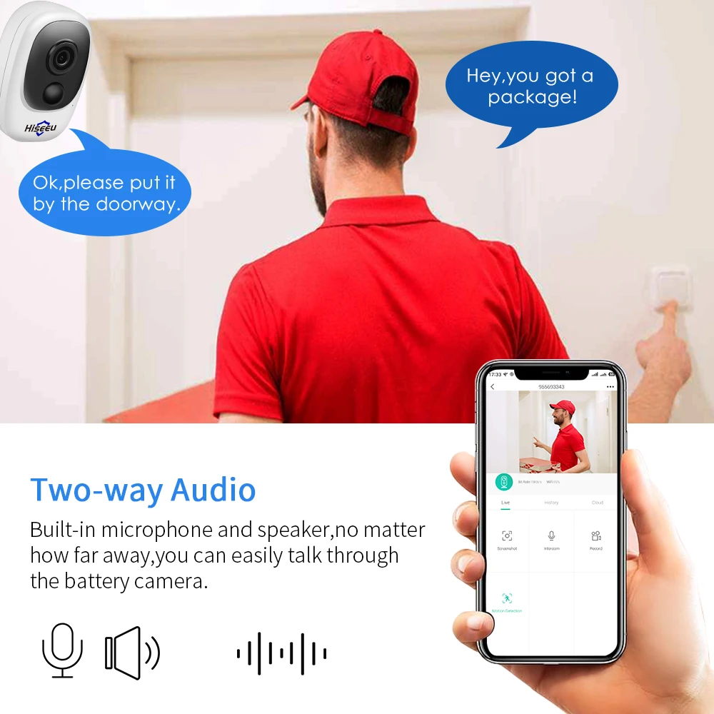 IP камера Hiseeu с солнечной панелью 1080P Wi Fi водонепроницаемая|Камеры