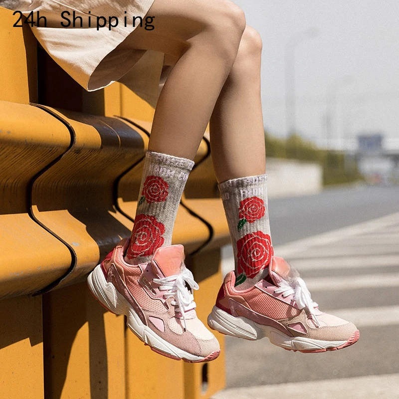 

Socks Men and Women Rose Tie-dye Terry Socks Ins Street Personality Couple European and American Trend Skateboard Socks Long