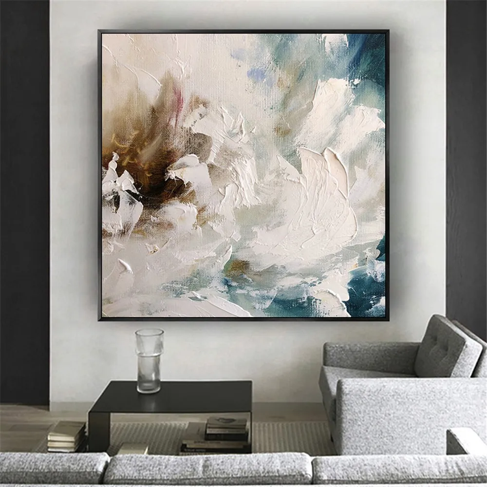 

100% Handmade Abstract Oil Painting Bright Colorful Flowers Minimalist Modern Wall Art Decorative For Living Room