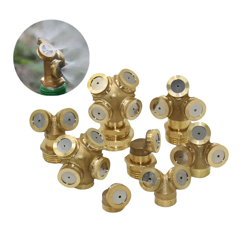 

1/4" 1/2" 3/4" Brass Garden Sprayer Nozzle 1/2/3/4 Hole Garden Irrigation Water Sprinkler For Pesticide Atomizing Spray Fitting