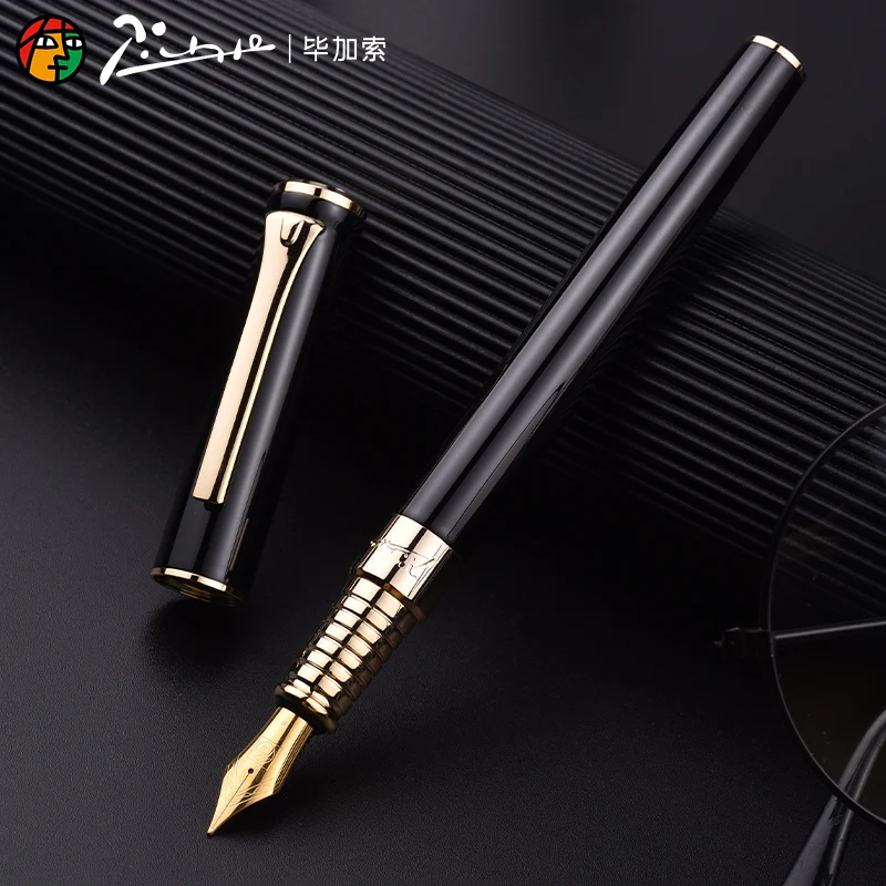 Перьевая ручка Pimio 988 высококачественная черная и золотая металлическая с