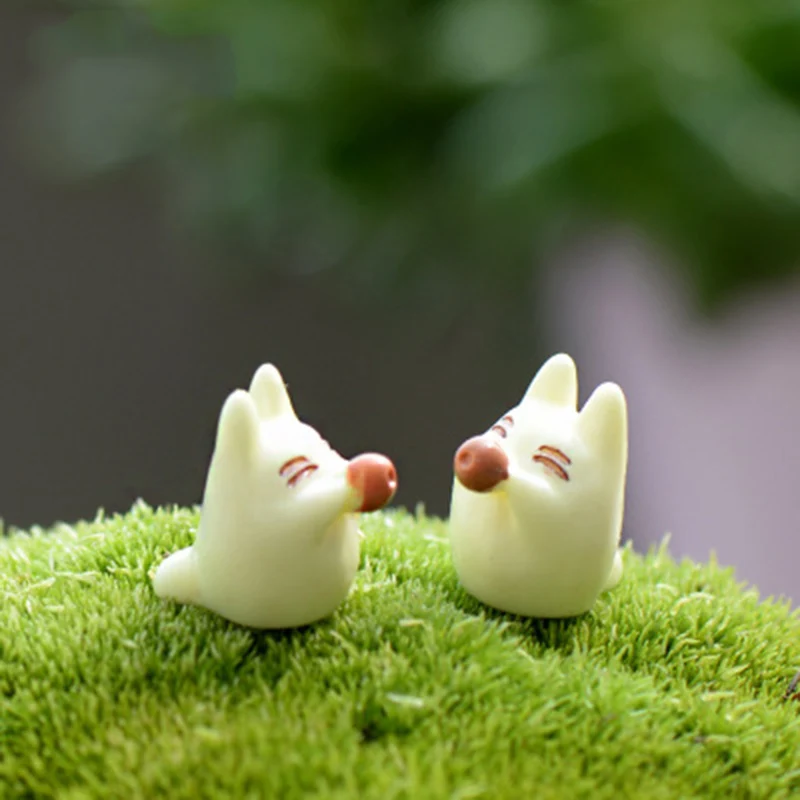 Мини Белый Tonari Totoro кошка японского аниме мультфильм маленькая статуя фигурка