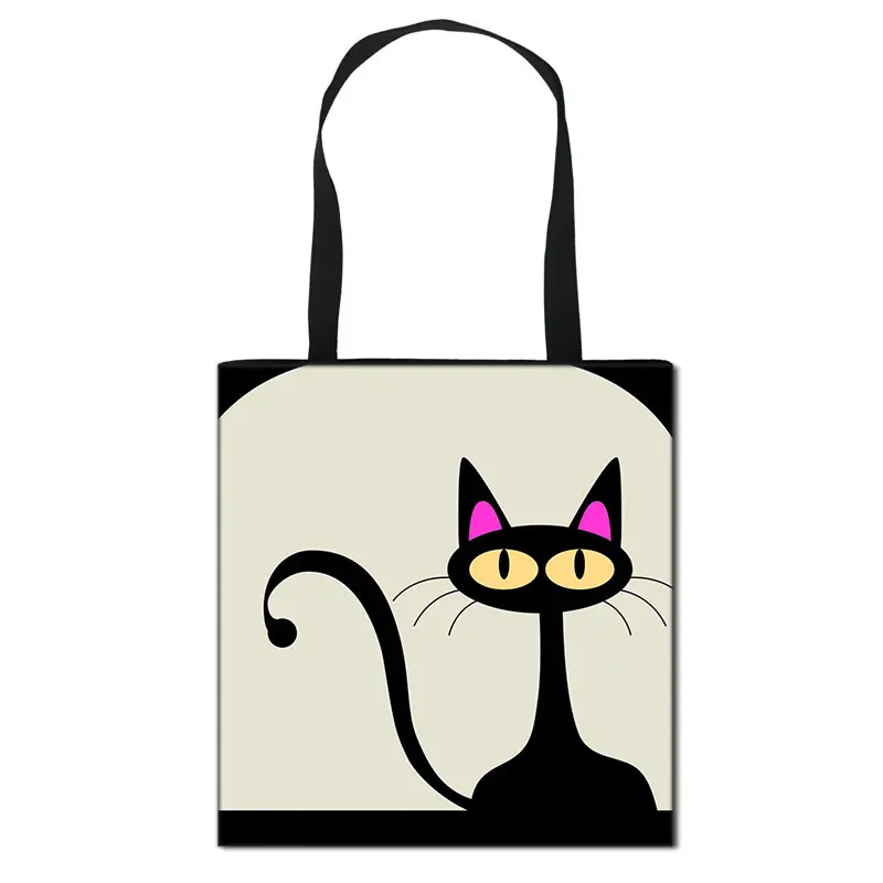 Сумка-тоут женская складная многоразовая мультяшный рисунок кошка голова шоппер