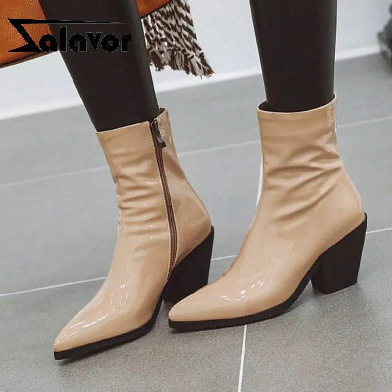 ZALAVOR/женские сапоги до середины икры на высоком каблуке размера плюс 31-46