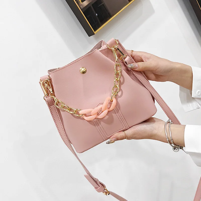 

Новая модная сумка-ведро с цепочкой для женщин 2020, сумки через плечо из искусственной кожи, женская сумка на плечо, женские дизайнерские сум...