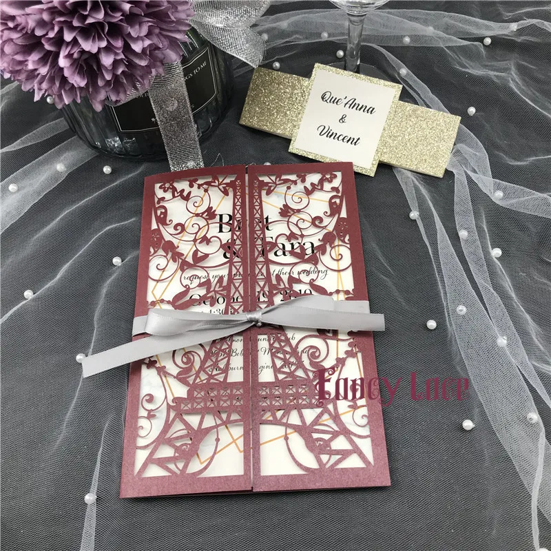 50 шт. Блестящий Свадебный комплект с изображением Эйфелевой башни